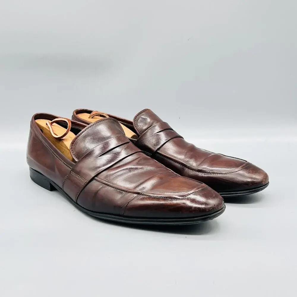 To Boot New York Shoes Mens 11 Brown Leather Adam Derrick Penny Loafers Dress